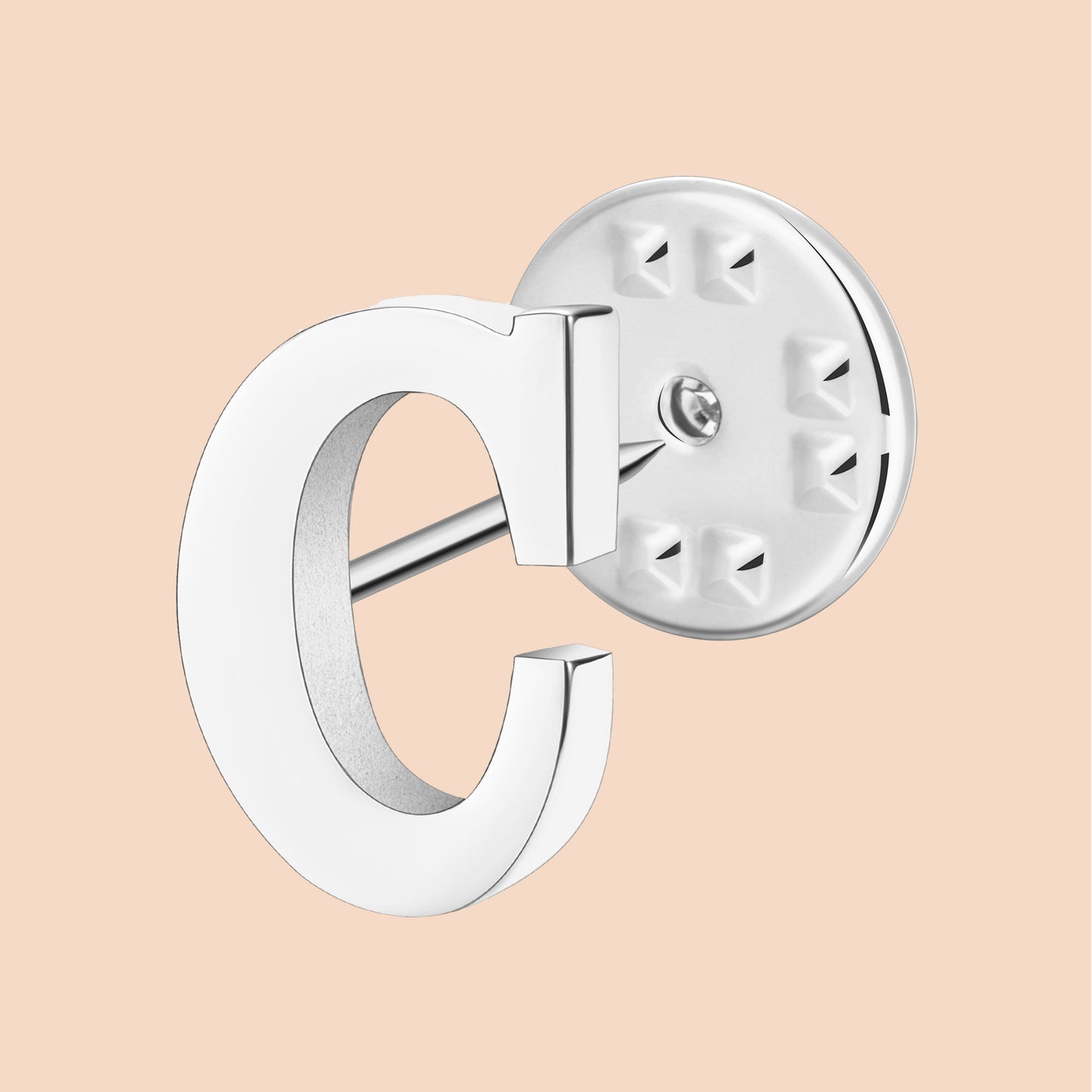Silver Color Initial Lapel Pin for Men