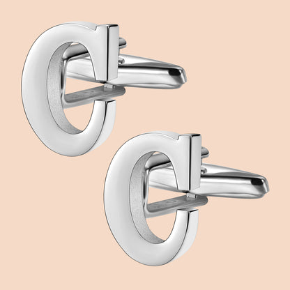 HAWSON Siver Tone Initial Cufflinks for Men