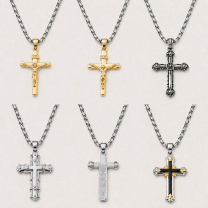 6-Piece Cross Necklace Set with Stainless Steel Chain | HAWSON
