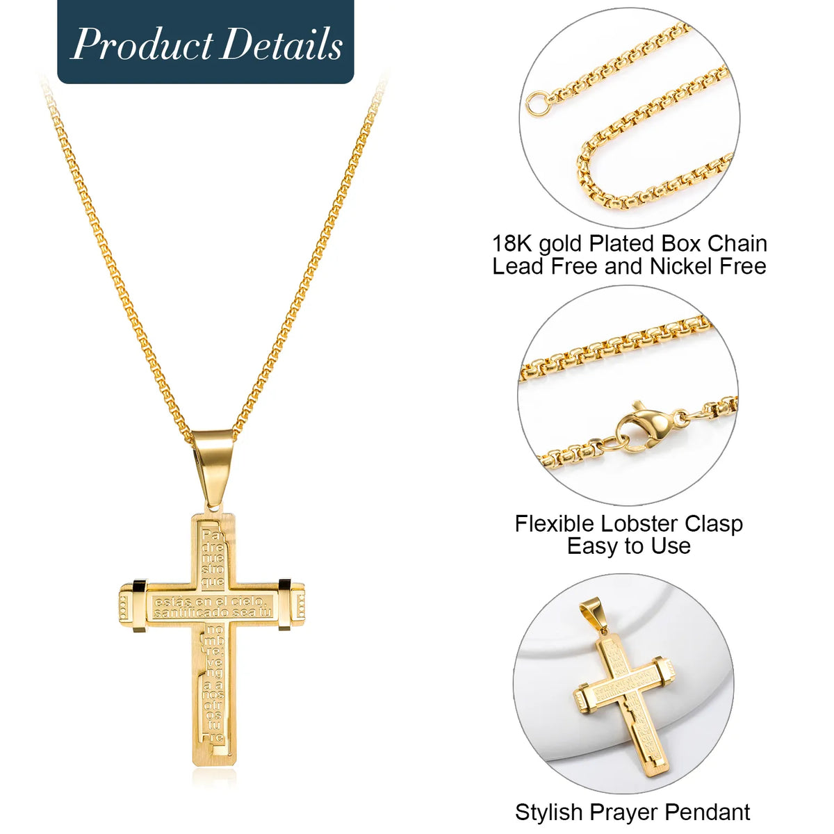 6-Piece Cross Necklace Set with Stainless Steel Chain | HAWSON