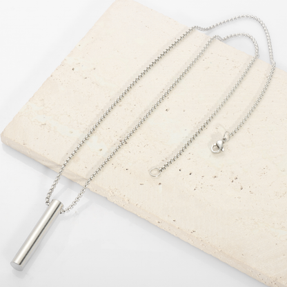 Custom Engraved Bar Necklace Classic Personalized Cylinde Pendant