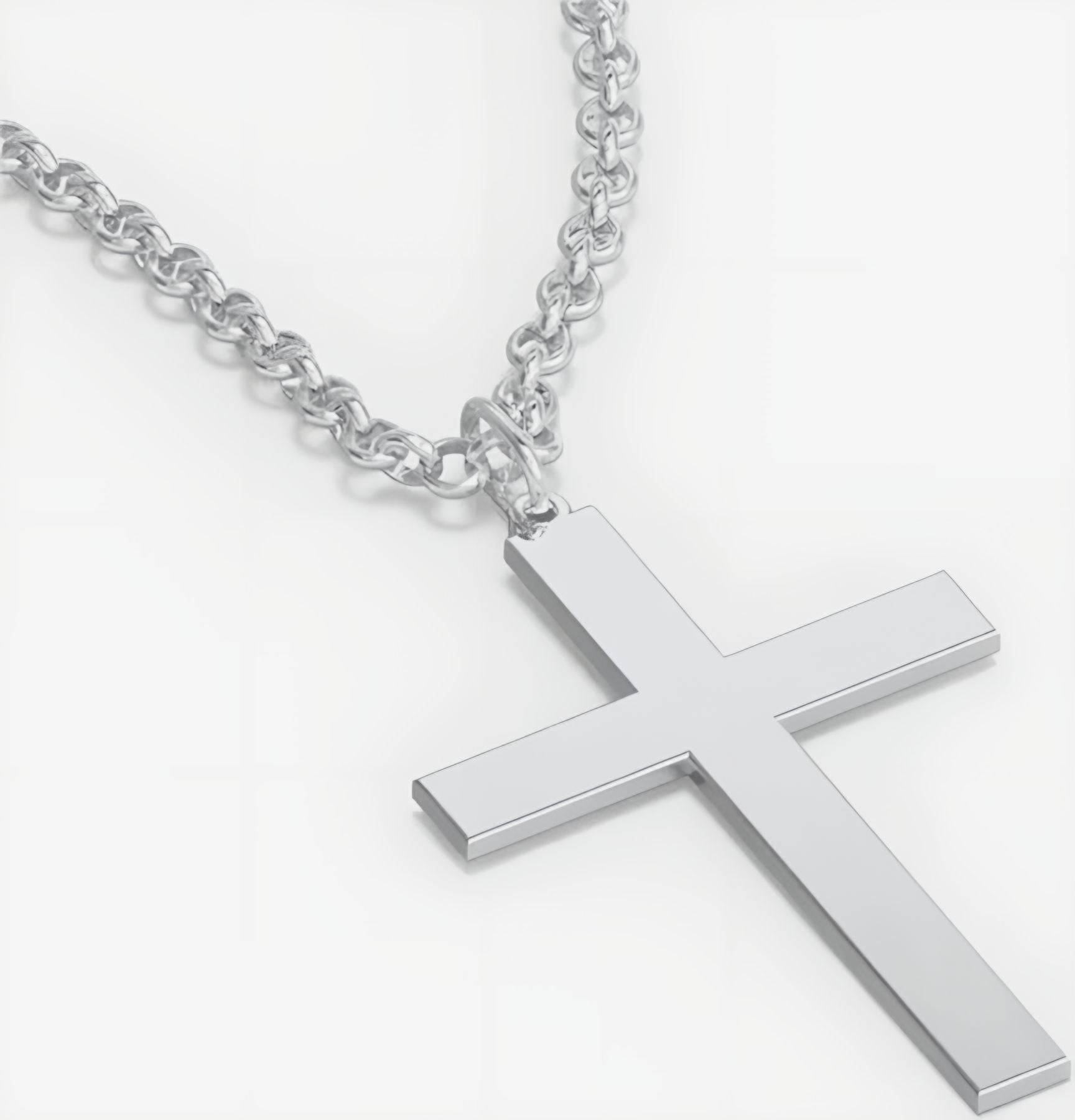 Custom Engraved Stainless Steel Cross Necklace for Men
