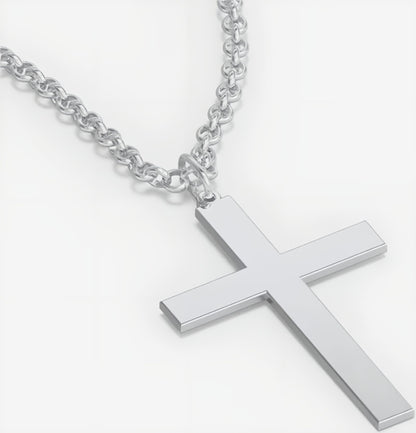 Custom Engraved Stainless Steel Cross Necklace for Men