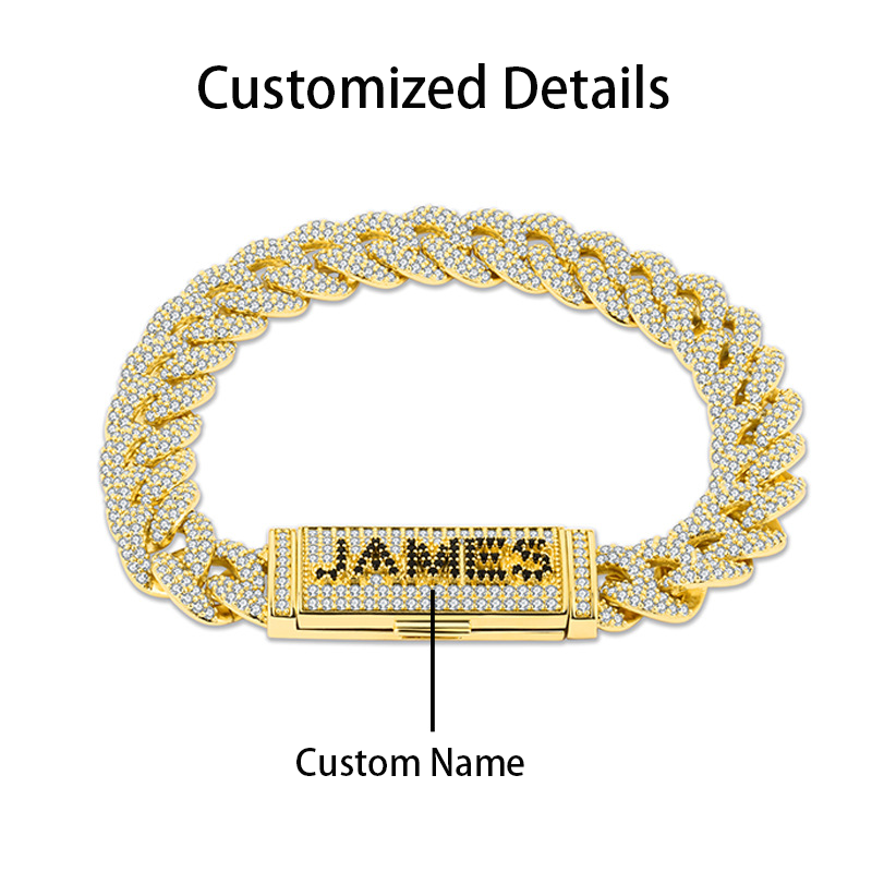 Custom Name Gold Cuban Link Bracelet for Hip hop Enthusiasts and Gift for Streetwear Aficionados Custom 
Detial