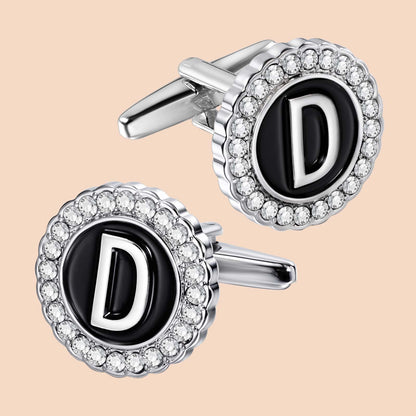 HAWSON Silver Tone Initial Cufflinks for Men