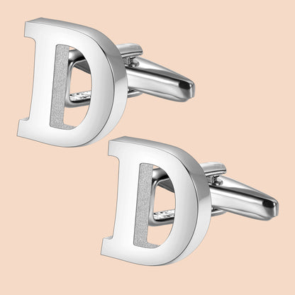 HAWSON Siver Tone Initial Cufflinks for Men