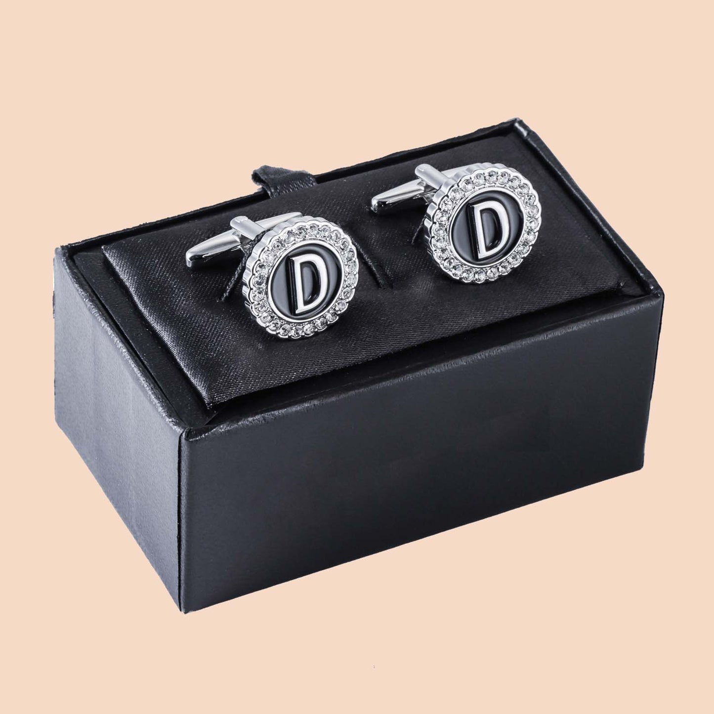 HAWSON Silver Tone Initial Cufflinks for Men