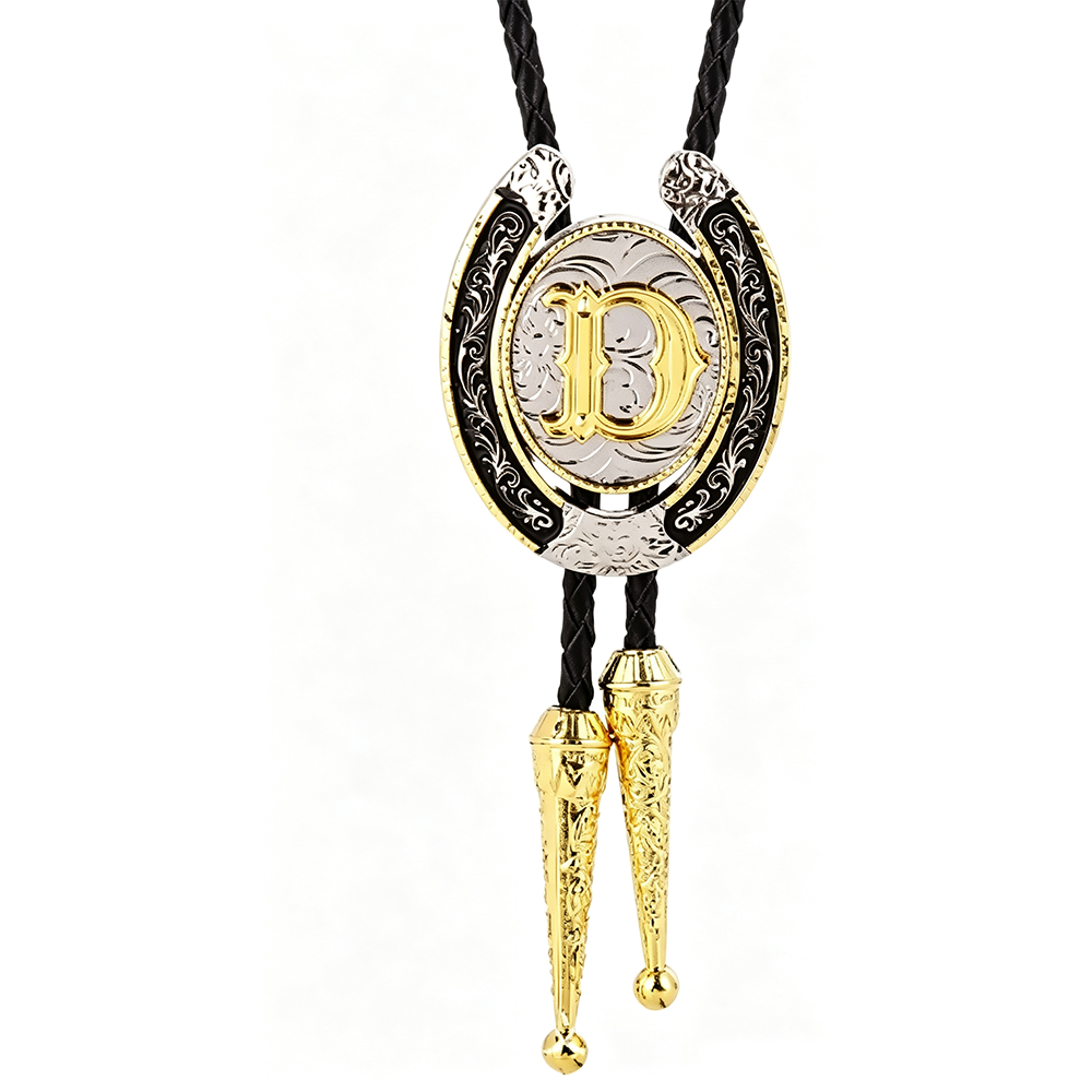 HAWSON Western Initial Bolo Tie | 26 Letters Gold Silver Cowboy Necklace