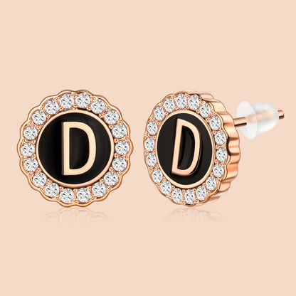 HAWSON Rose Gold Tone Cute Initial Stud Earrings