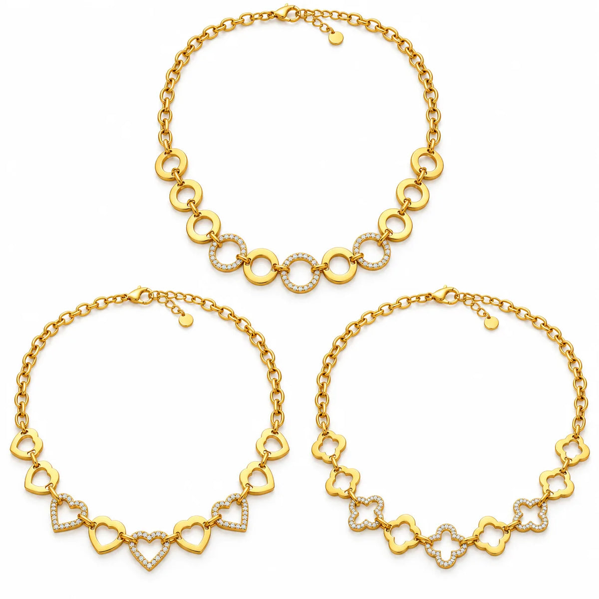 Dainty Clover Chain Necklace Set | 18K Gold Plated | Hawson