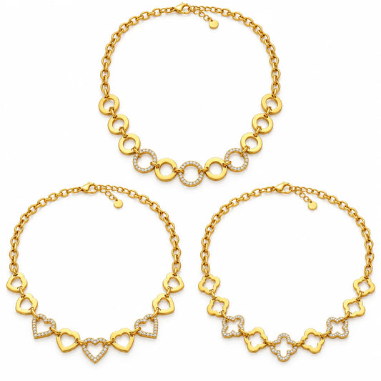 Dainty Clover Chain Necklace Set | 18K Gold Plated | Hawson