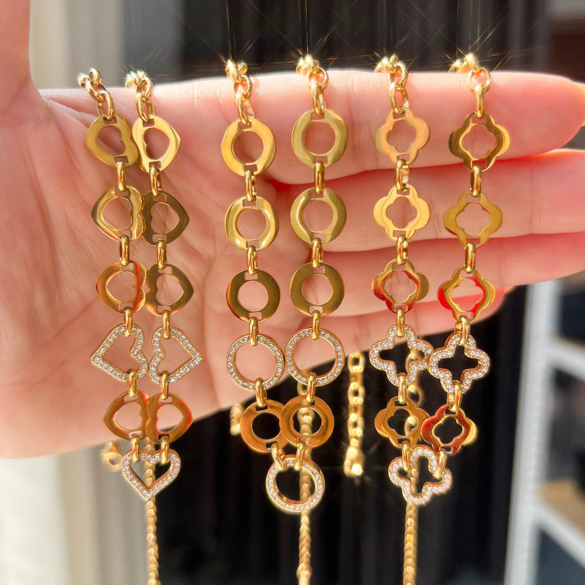 Dainty Clover Chain Necklace Set | 18K Gold Plated | Hawson