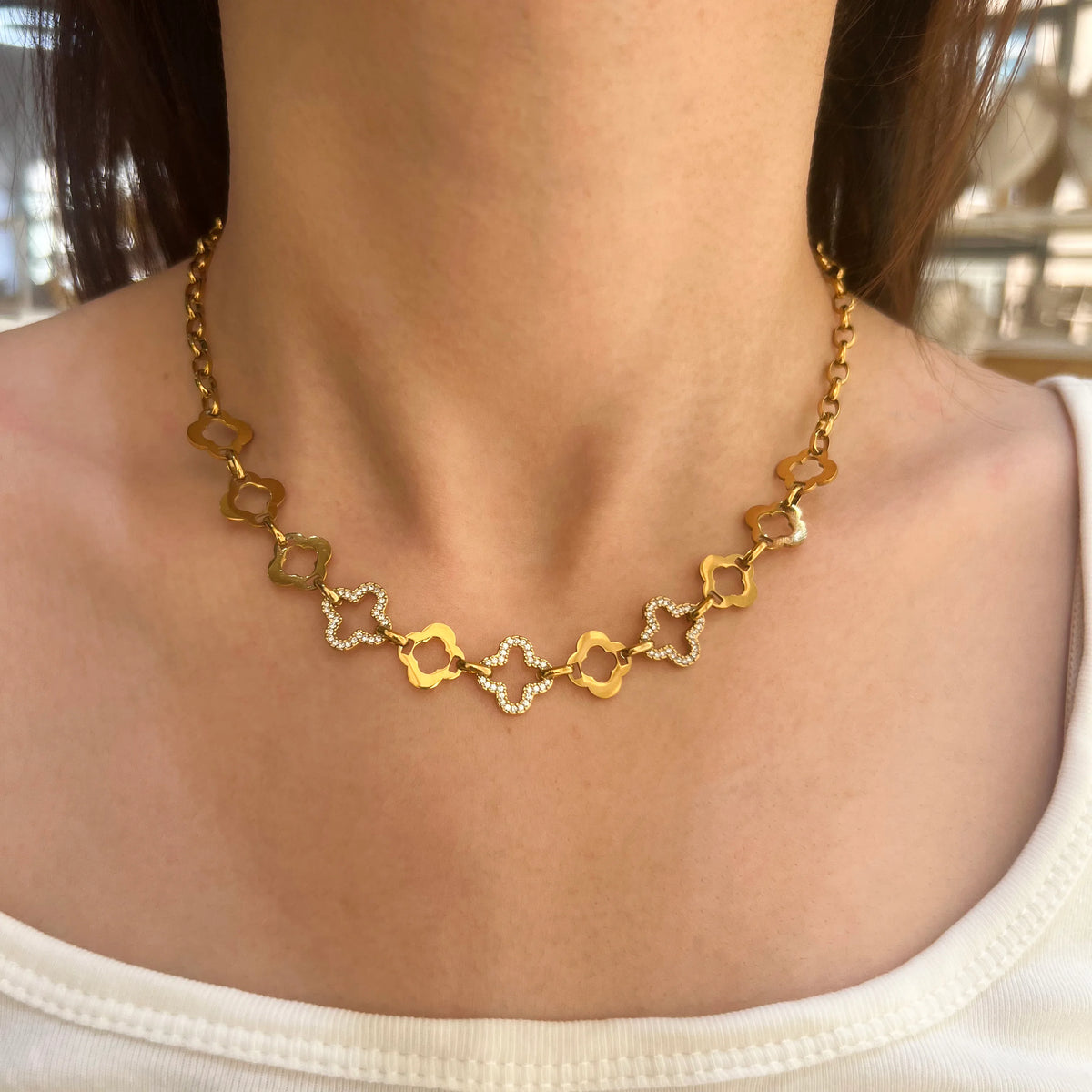 Dainty Clover Chain Necklace Set | 18K Gold Plated | Hawson