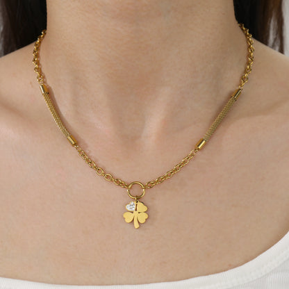 Dainty Four-Leaf Clover Necklace | 304 Stainless Steel | Hawson