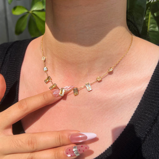 Dainty Gemstone Charm Necklace Set | 18K Gold Plated | Hawson