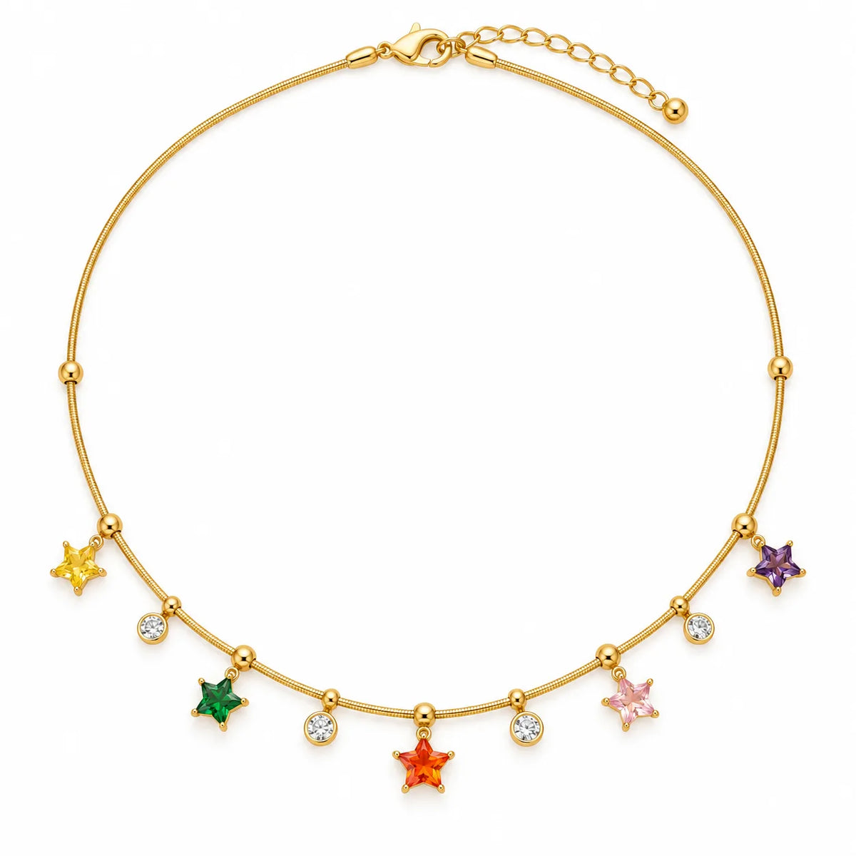 Dainty Gemstone Charm Necklace Set | 18K Gold Plated | Hawson