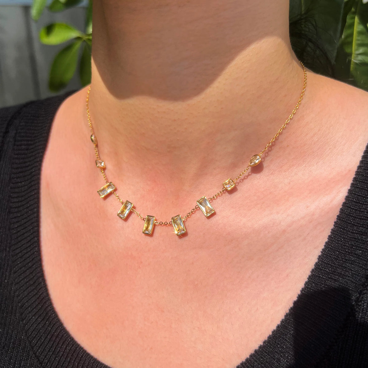 Dainty Gemstone Charm Necklace Set | 18K Gold Plated | Hawson