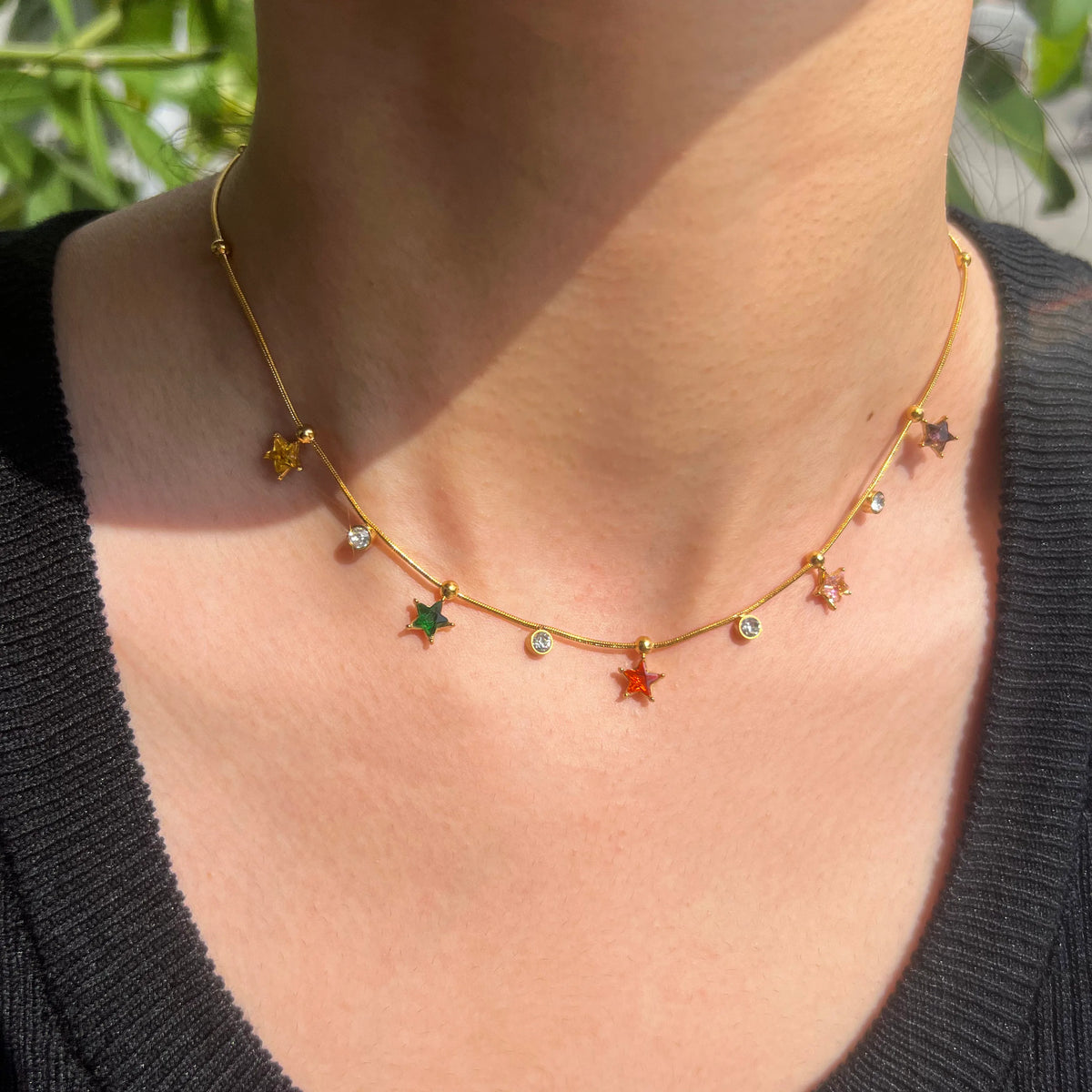 Dainty Gemstone Charm Necklace Set | 18K Gold Plated | Hawson