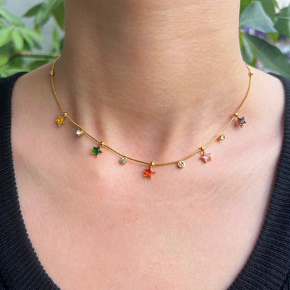 Dainty Gemstone Charm Necklace Set | 18K Gold Plated | Hawson