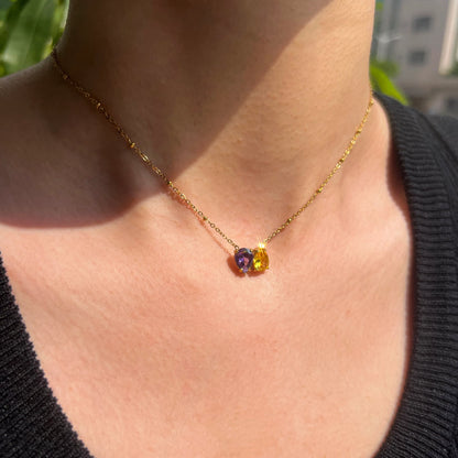 Dainty Gemstone Charm Necklace Set | 18K Gold Plated | Hawson