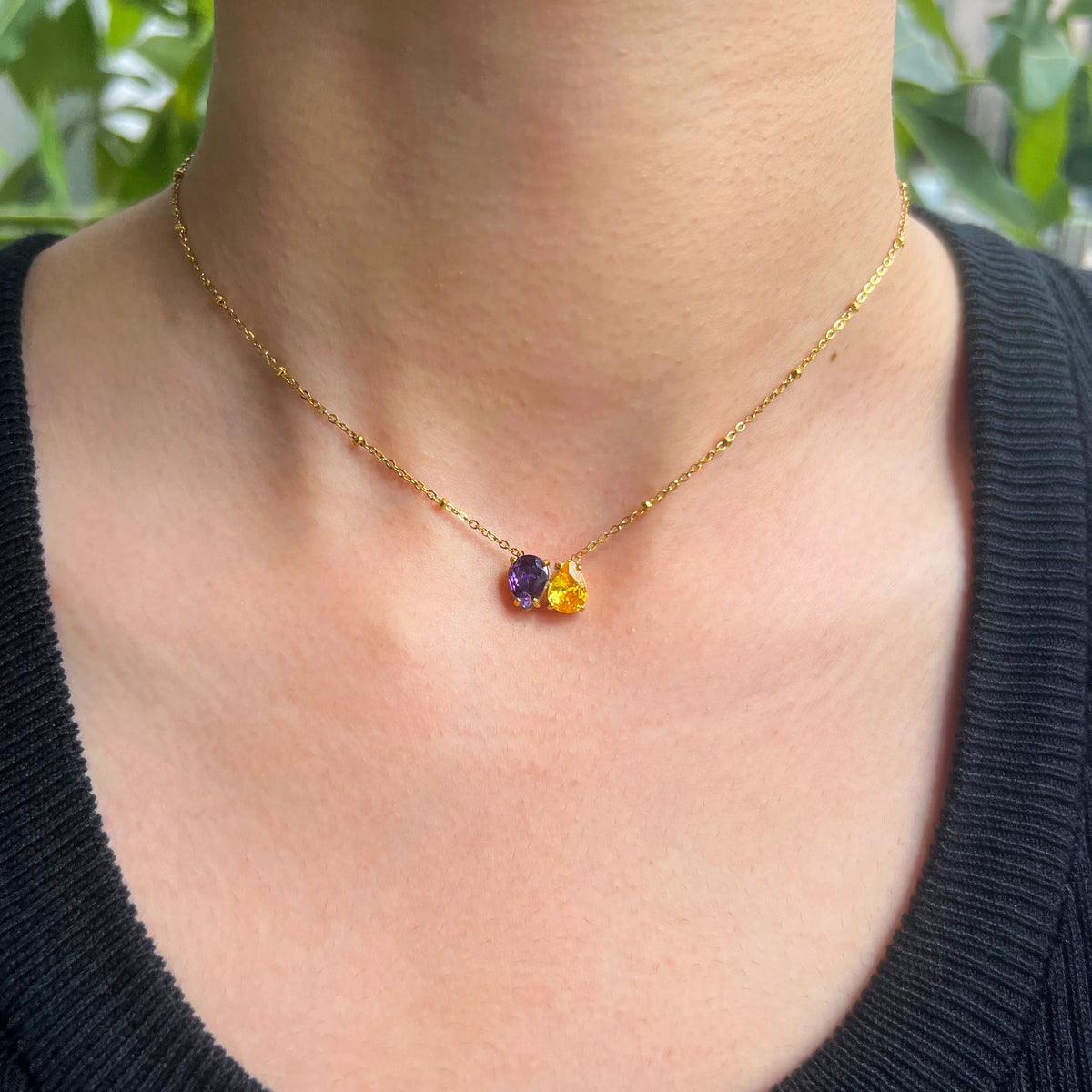 Dainty Gemstone Charm Necklace Set | 18K Gold Plated | Hawson