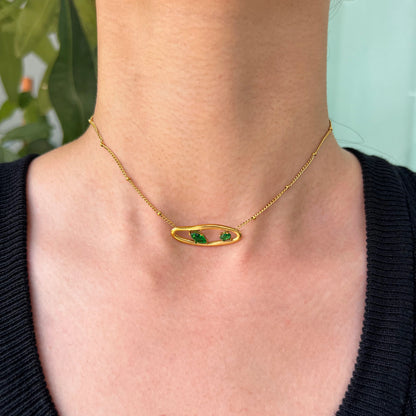 Dainty Gemstone Charm Necklace Set | 18K Gold Plated | Hawson