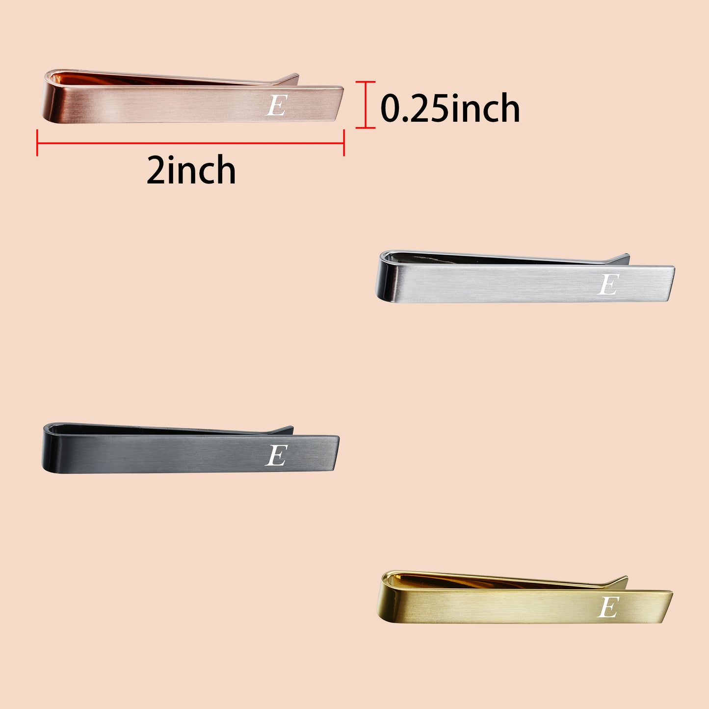 HAWSON 2 Inch Initial Tie Clip for Men