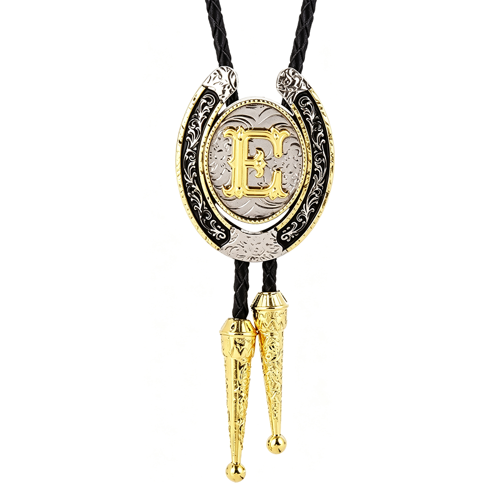 HAWSON Western Initial Bolo Tie | 26 Letters Gold Silver Cowboy Necklace