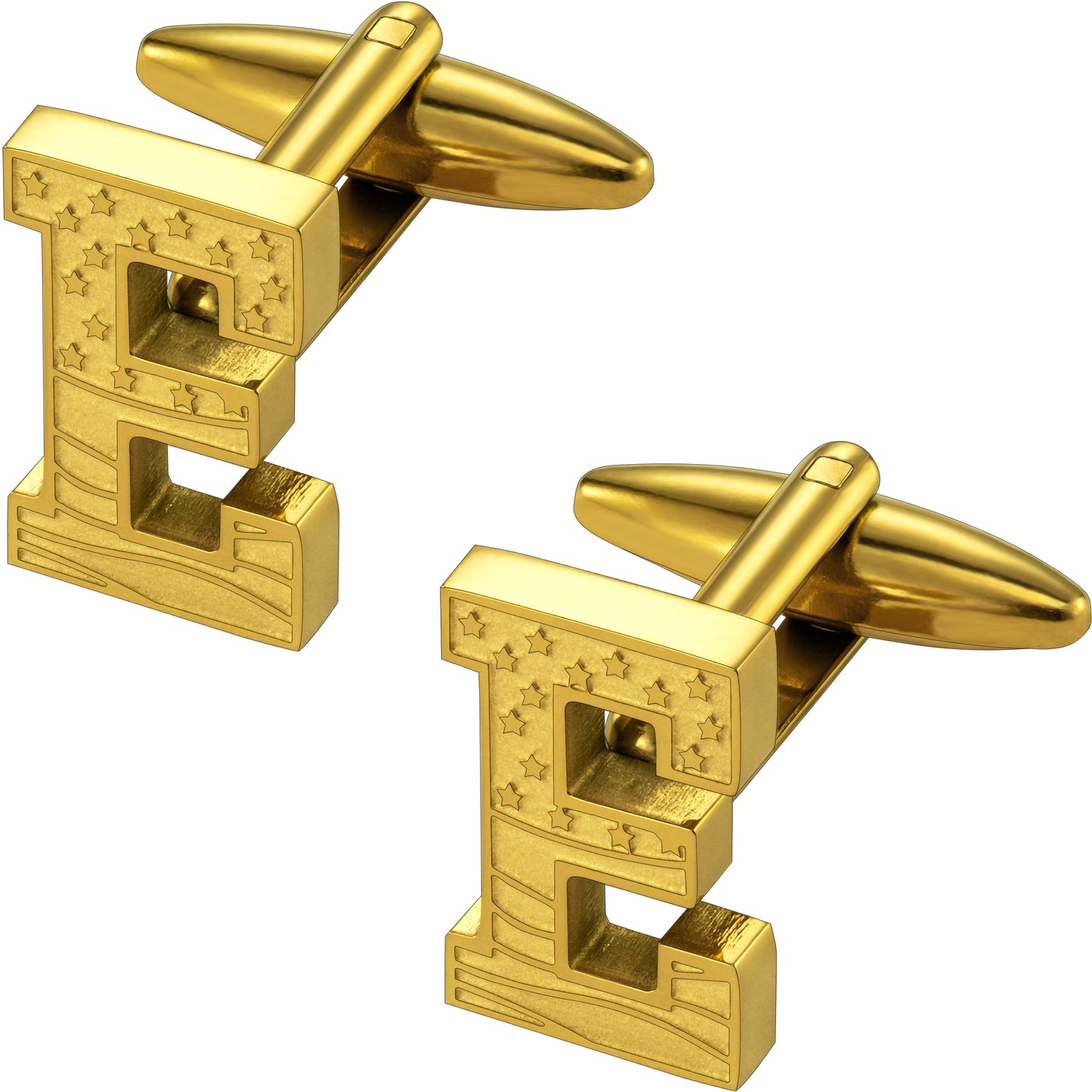 Hawson "A-Z"Initials Cufflinks, US Flag Personalized Golden Initials French Shirt Cuff