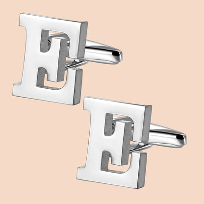 HAWSON Siver Tone Initial Cufflinks for Men