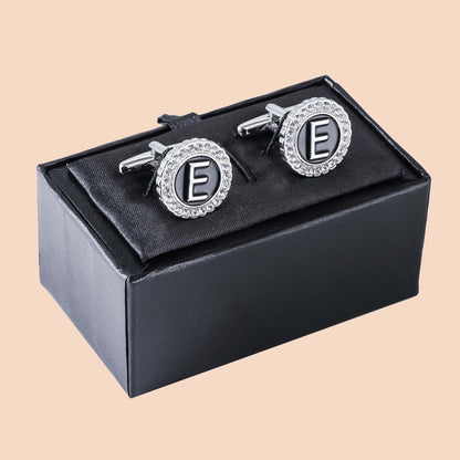 HAWSON Silver Tone Initial Cufflinks for Men