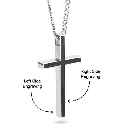 Engraved Cross Necklace Pendant Left And Right Costom Available