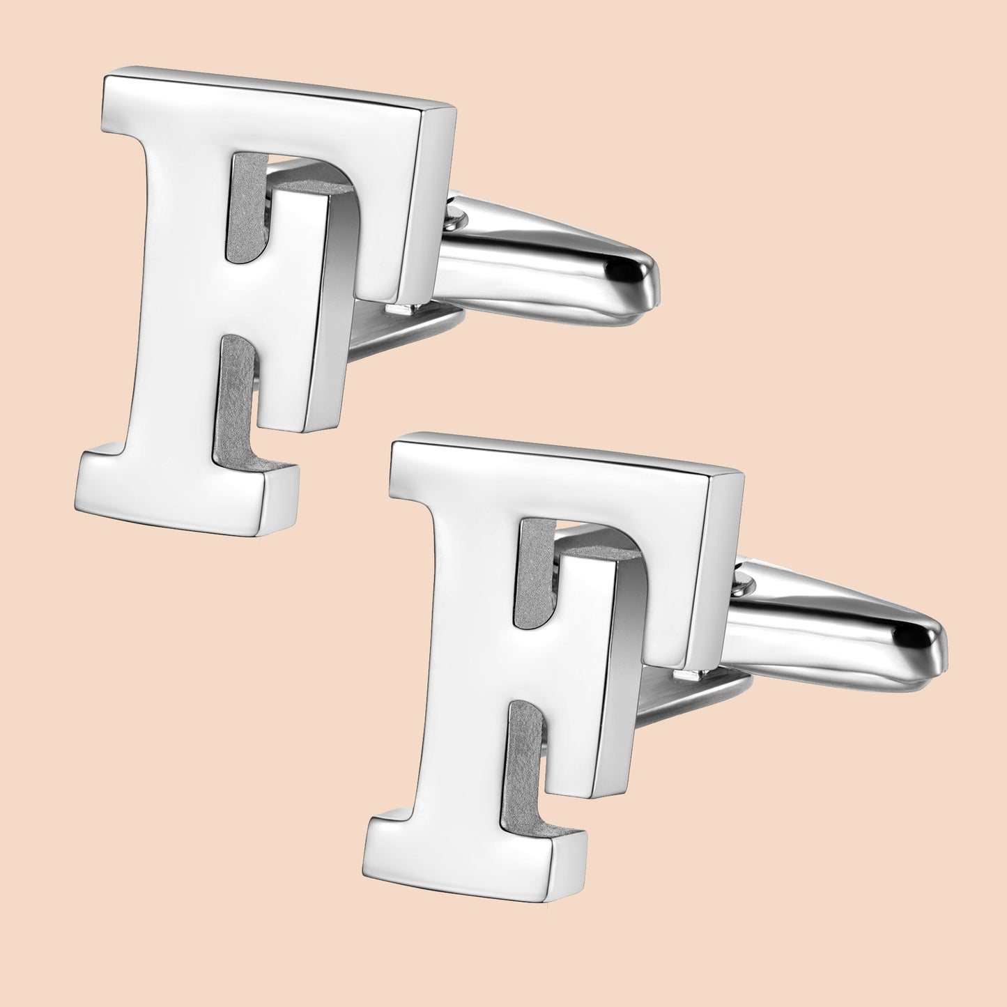 HAWSON Siver Tone Initial Cufflinks for Men