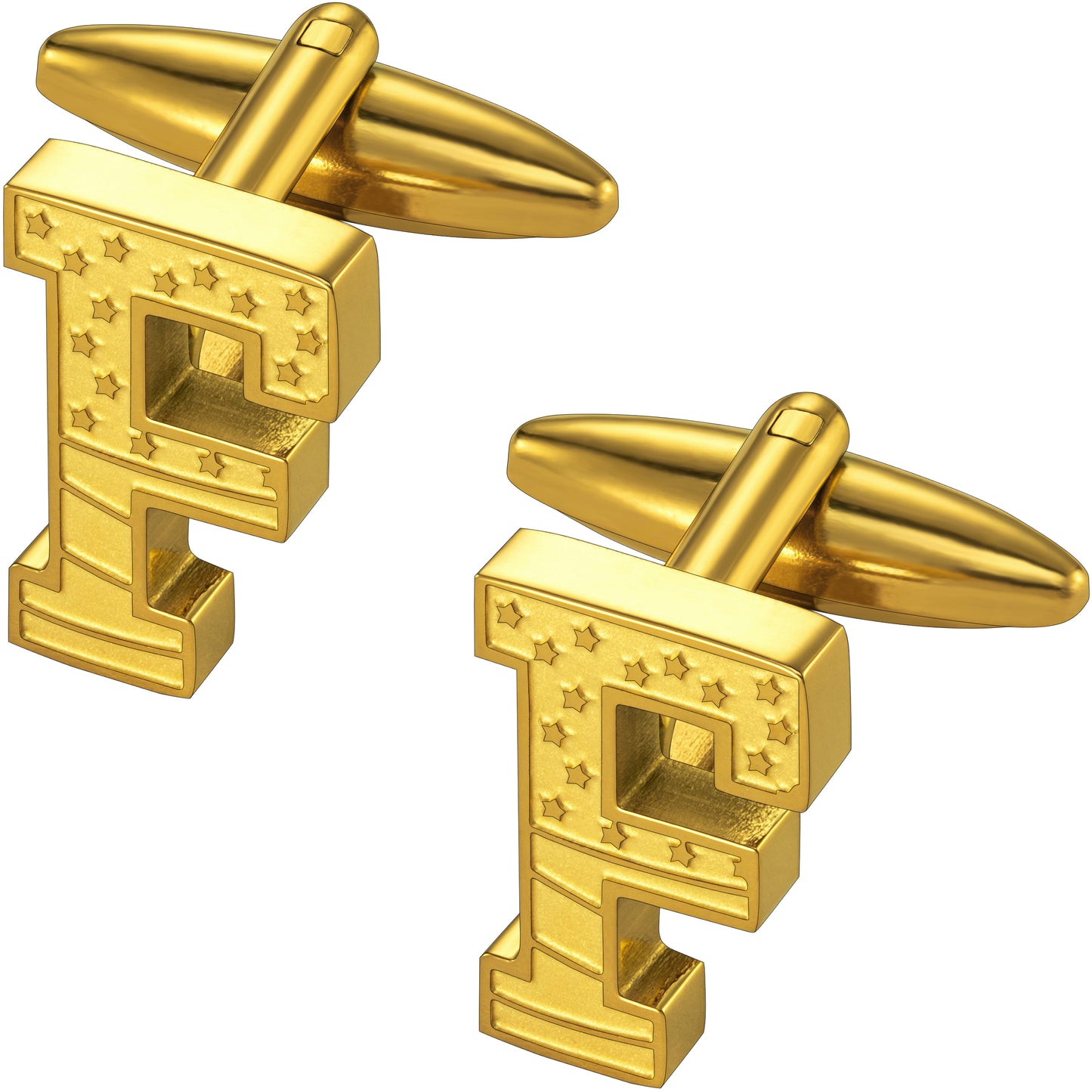 Hawson "A-Z"Initials Cufflinks, US Flag Personalized Golden Initials French Shirt Cuff
