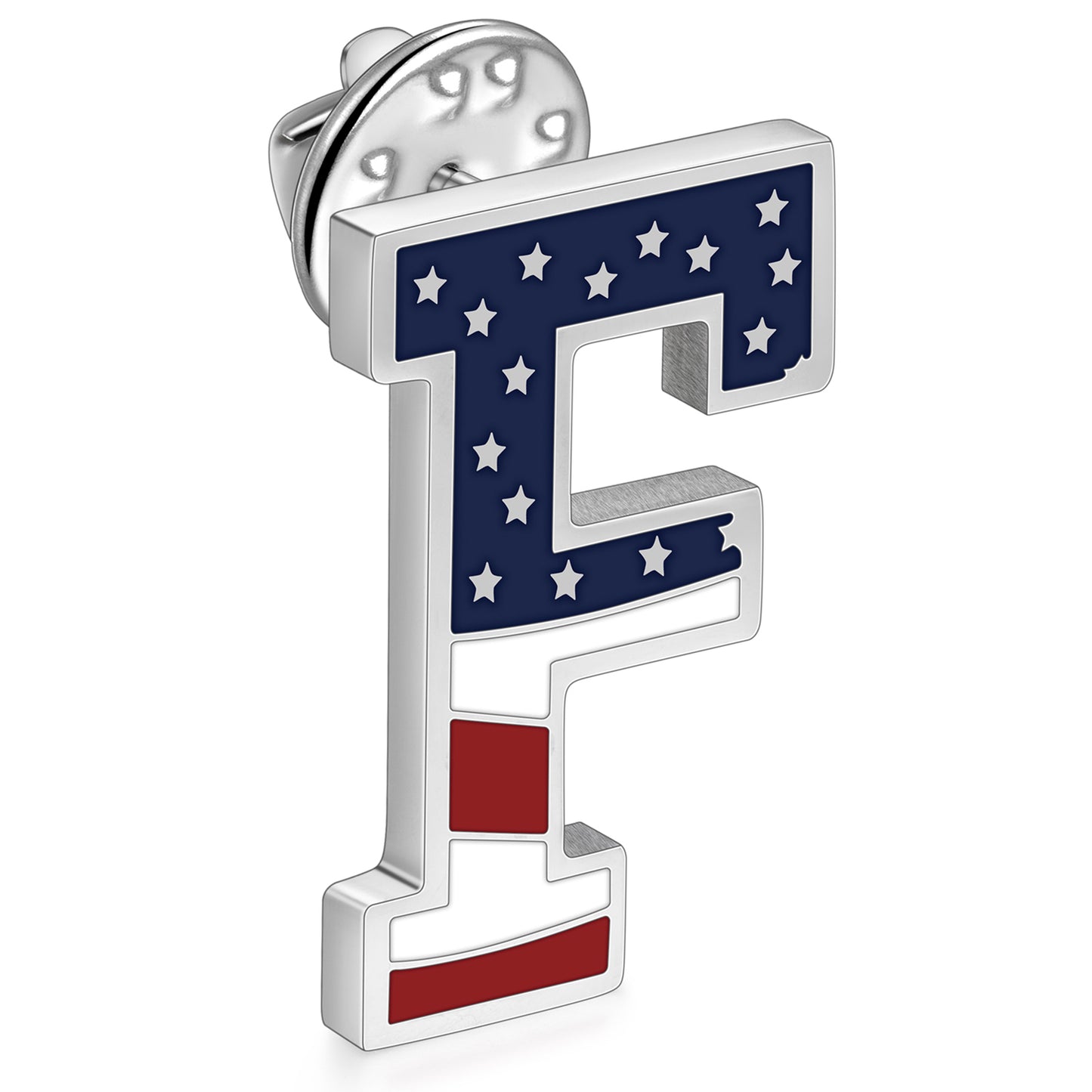 USA Flag Letter Lapel Pin |  A-Z Initial Brooch