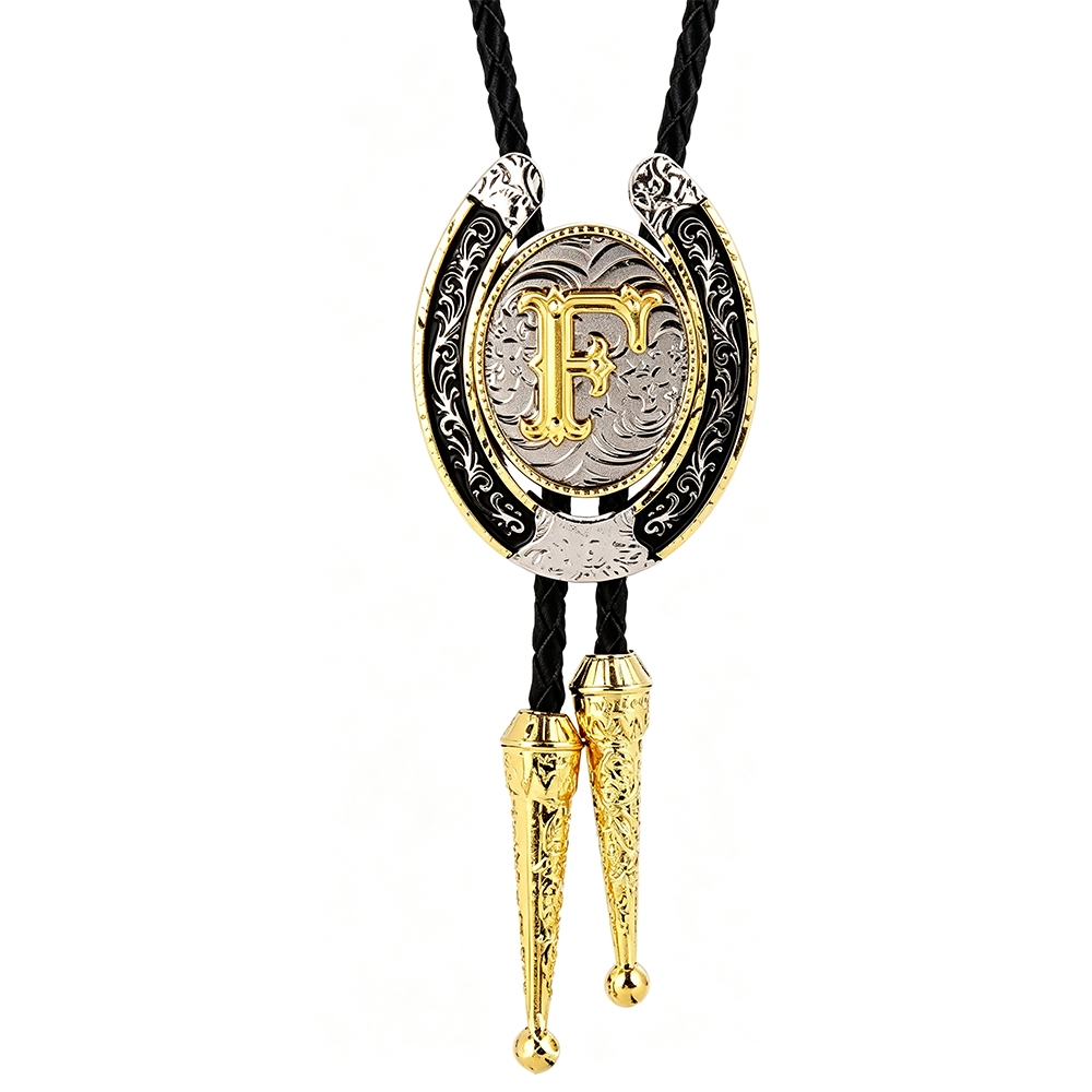 HAWSON Western Initial Bolo Tie | 26 Letters Gold Silver Cowboy Necklace