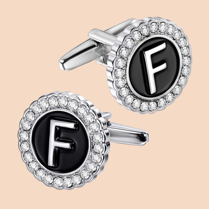 HAWSON Silver Tone Initial Cufflinks for Men