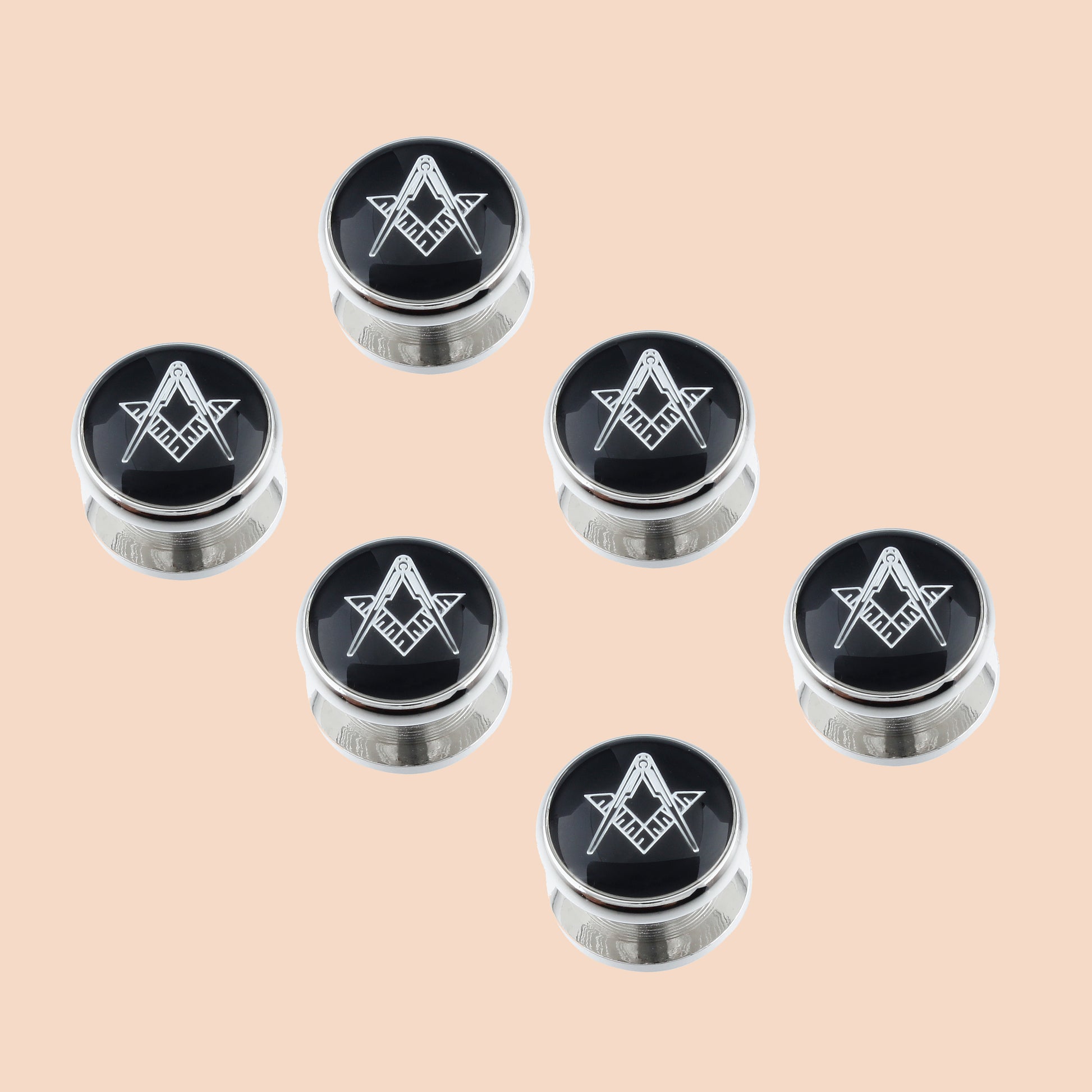 Material: The metal parts have a reflective, silver finish (likely plated alloy), paired with a black enamel/resin face that gives a sleek, polished appearance.