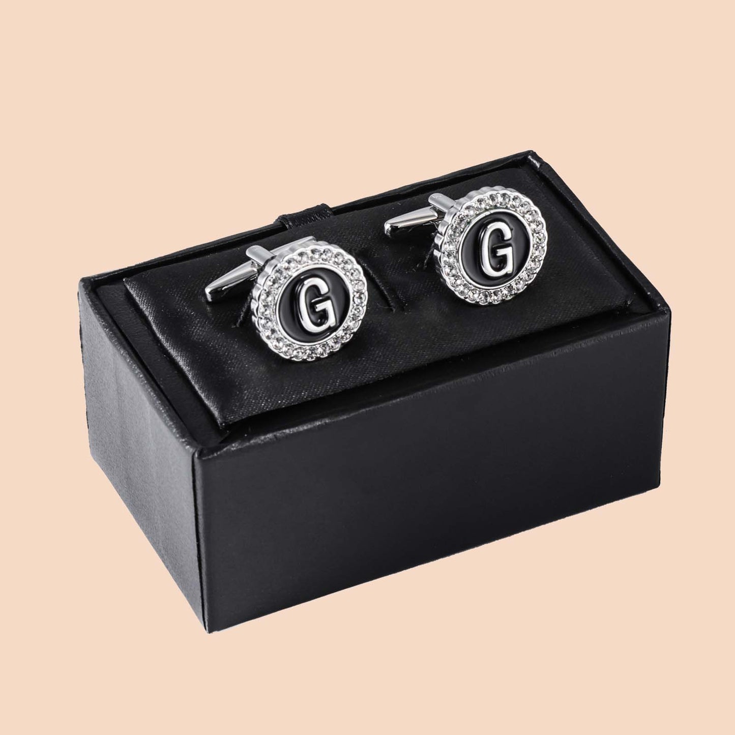 HAWSON Silver Tone Initial Cufflinks for Men