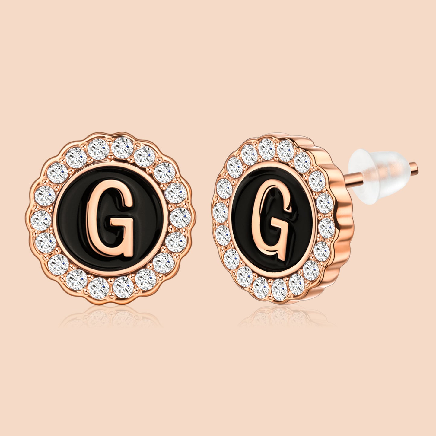 HAWSON Rose Gold Tone Cute Initial Stud Earrings