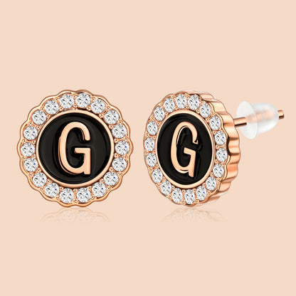 HAWSON Rose Gold Tone Cute Initial Stud Earrings