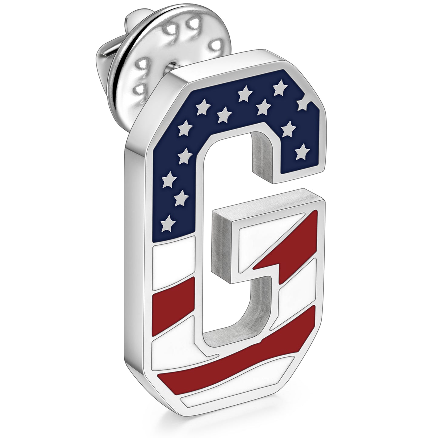 USA Flag Letter Lapel Pin |  A-Z Initial Brooch