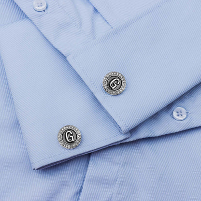 HAWSON Silver Tone Initial Cufflinks for Men