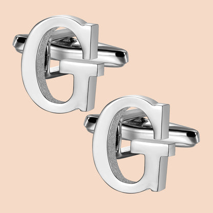 HAWSON Siver Tone Initial Cufflinks for Men