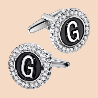 HAWSON Silver Tone Initial Cufflinks for Men