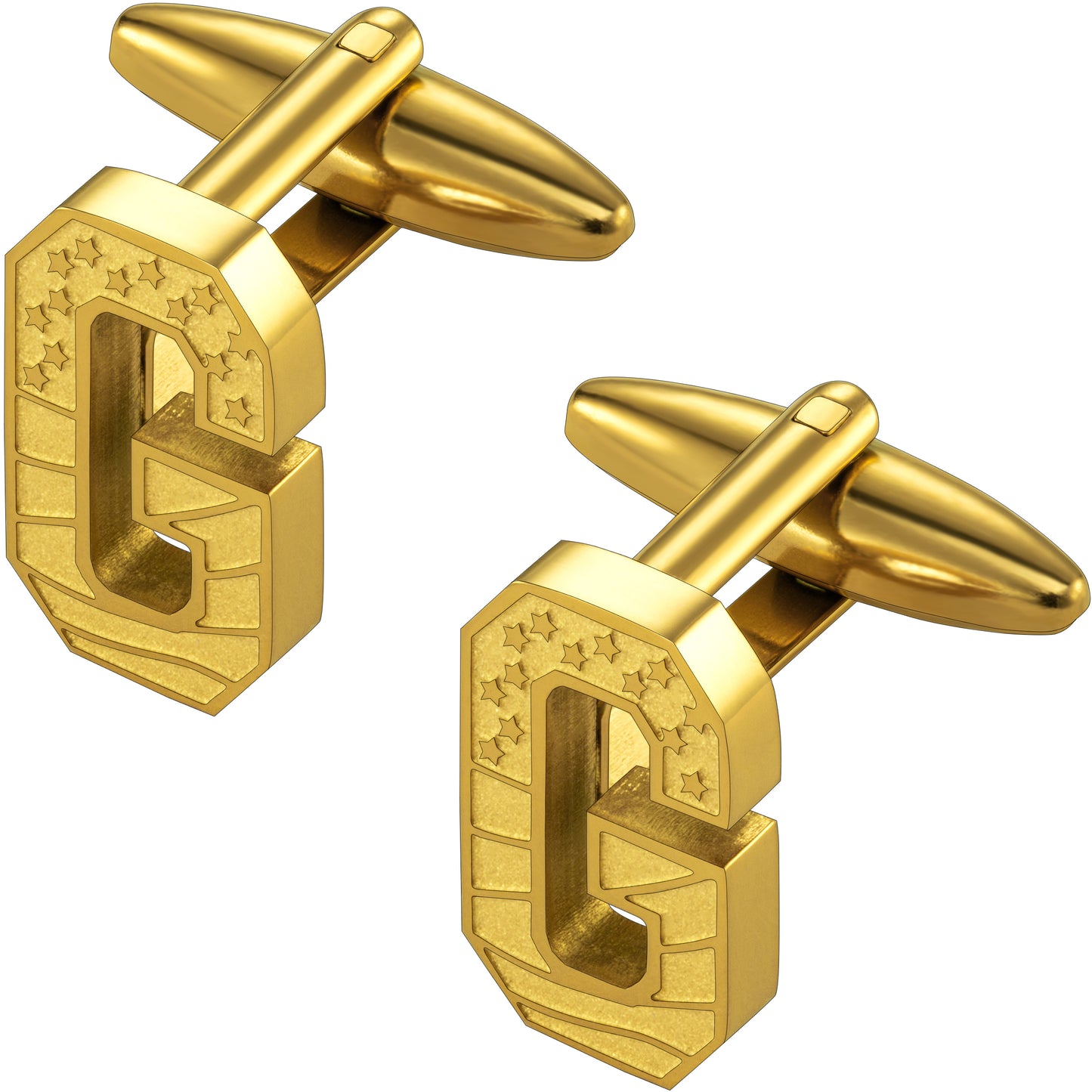 Hawson "A-Z"Initials Cufflinks, US Flag Personalized Golden Initials French Shirt Cuff