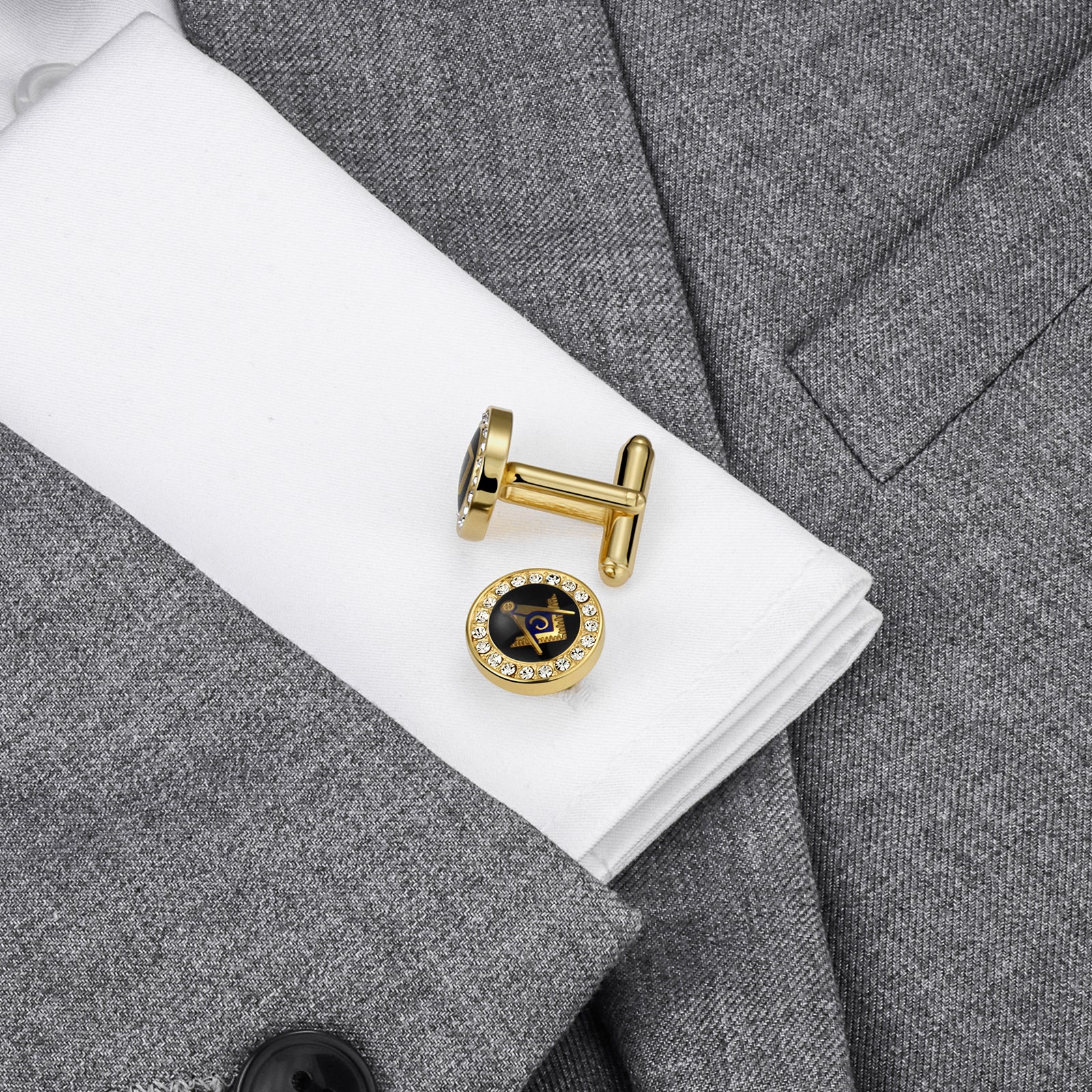 Gold Masonic Cufflinks for French Cuff