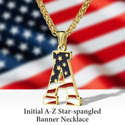 Gold & Silver American Flag Necklace | A–Z | Hawson