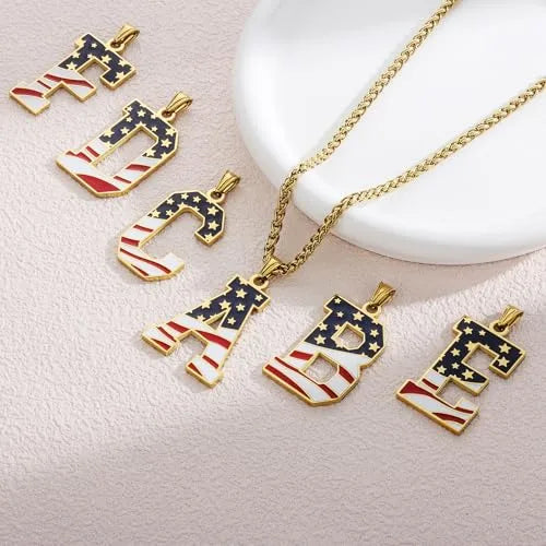 Gold & Silver American Flag Necklace | A–Z | Hawson