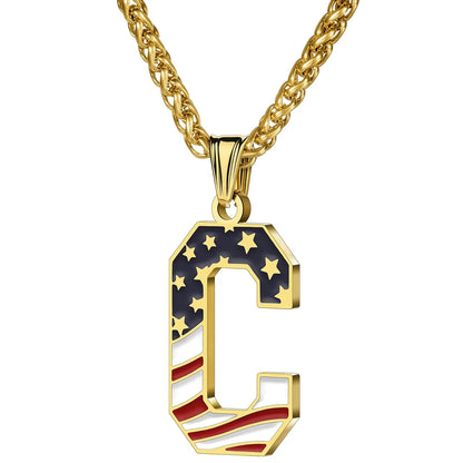 Gold & Silver American Flag Necklace | A–Z | Hawson